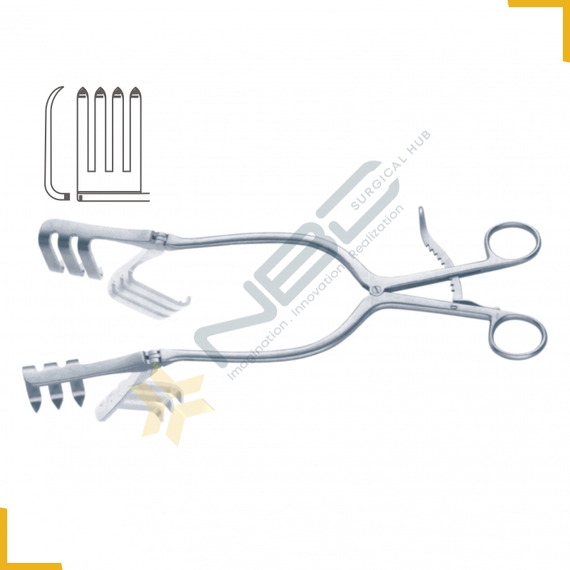 Beckmann-Adson Self Retaining Retractor 4 x 4 Long Sharp Prongs