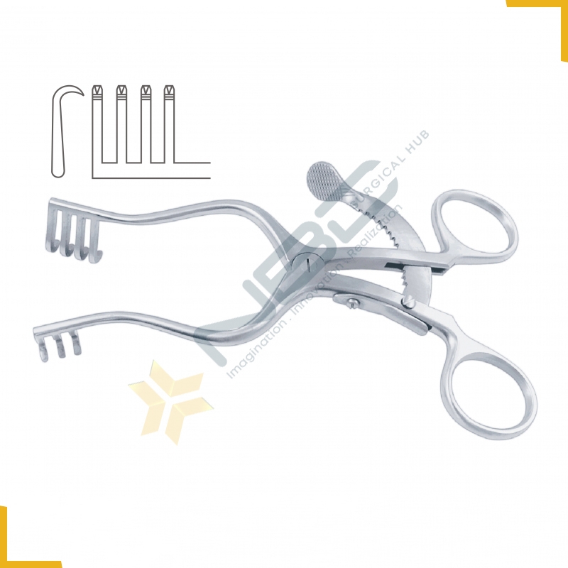 Scalp-Contour Self Retaining Retractor 3 x 4 Sharp Prongs