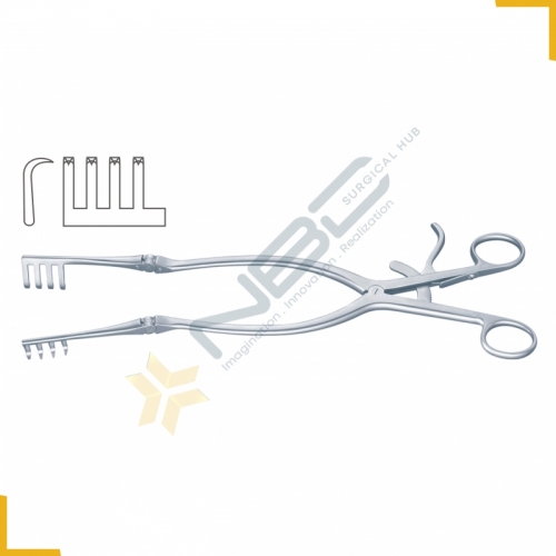 Beckmann Self Retaining Retractor 4 x 4 Sharp Prongs