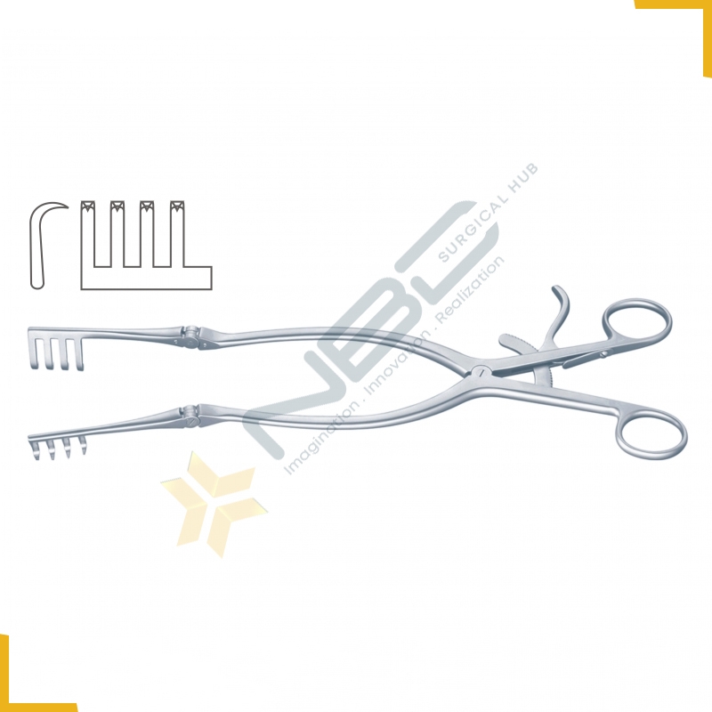 Beckmann Self Retaining Retractor 4 x 4 Sharp Prongs