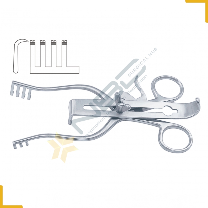 Henley Retractor Complete 3 x 4 Sharp Prongs - With 3 Central Blades Ref:- RT-840-19, RT-840-25 and 