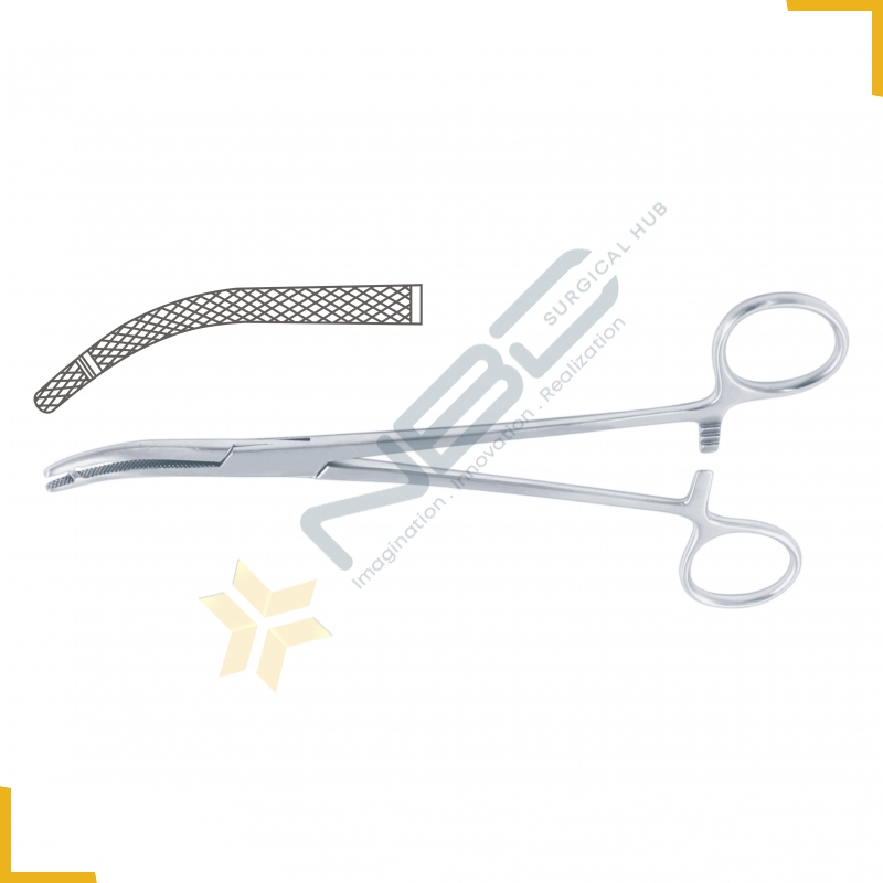 Heaney Hysterectomy Forcep Curved - 1 Tooth