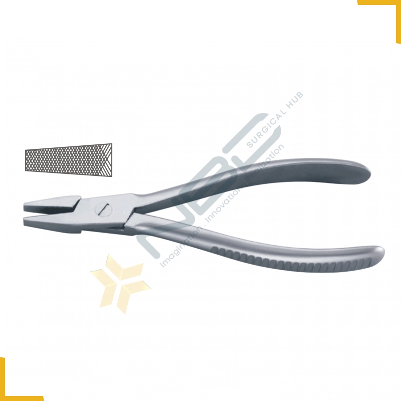 Flat Nose Plier Cross Serrated Tips