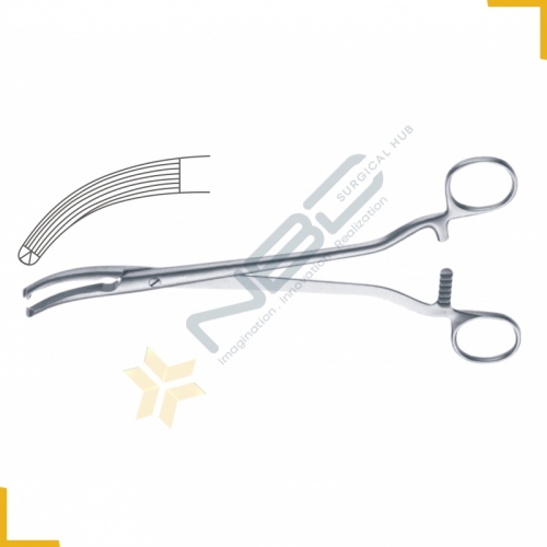 Mikulicz Peritoneum Forcep Curved - Longitudinal Serrations - 1 x 2 Teeth