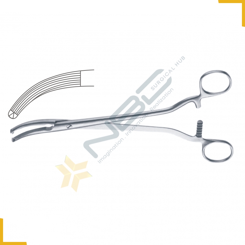 Mikulicz Peritoneum Forcep Curved - Longitudinal Serrations - 1 x 2 Teeth