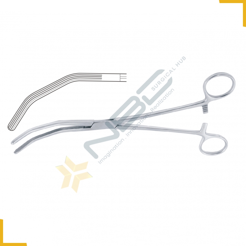 Herrick Kidney Pedicle Clamp Double Angled - Longitudinally Serrated