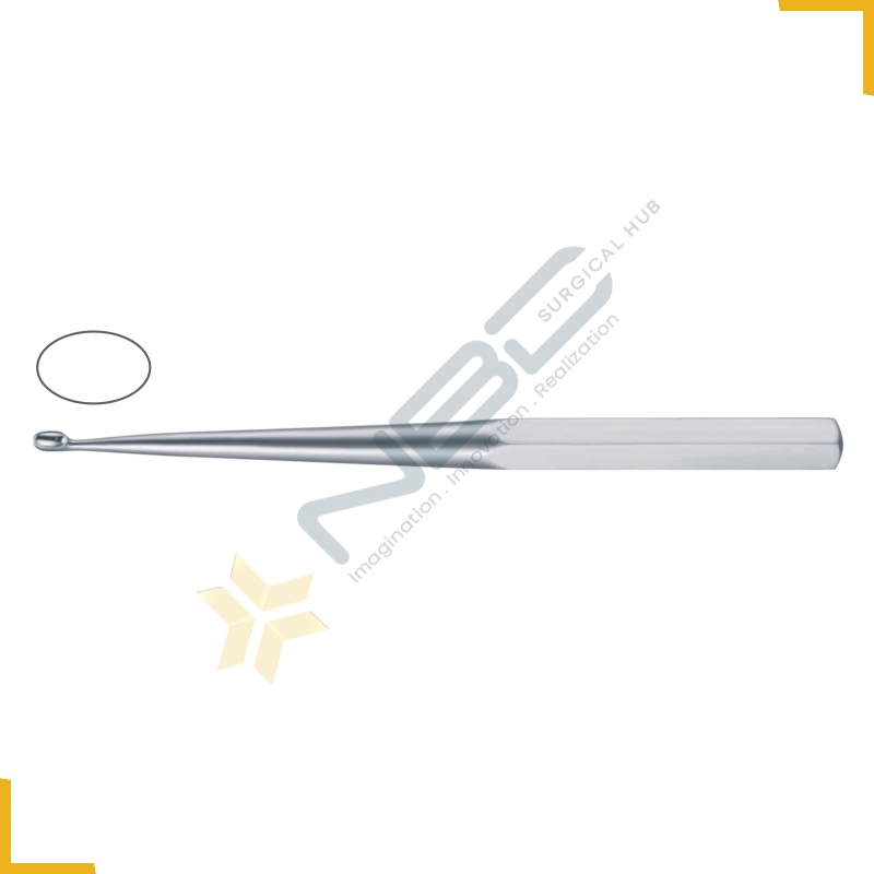 Bruns Bone Curette Oval - Solid Handle