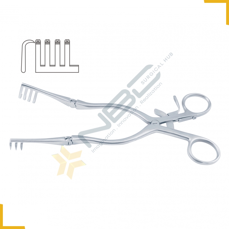 Adson Self Retaining Retractor 3 x 4 Sharp Prongs