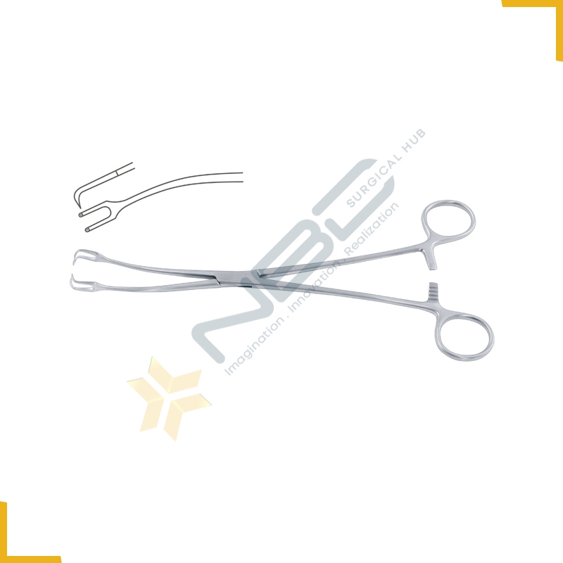 Schroeder Tenaculum Forcep Curved - 2 x 2 Teeth