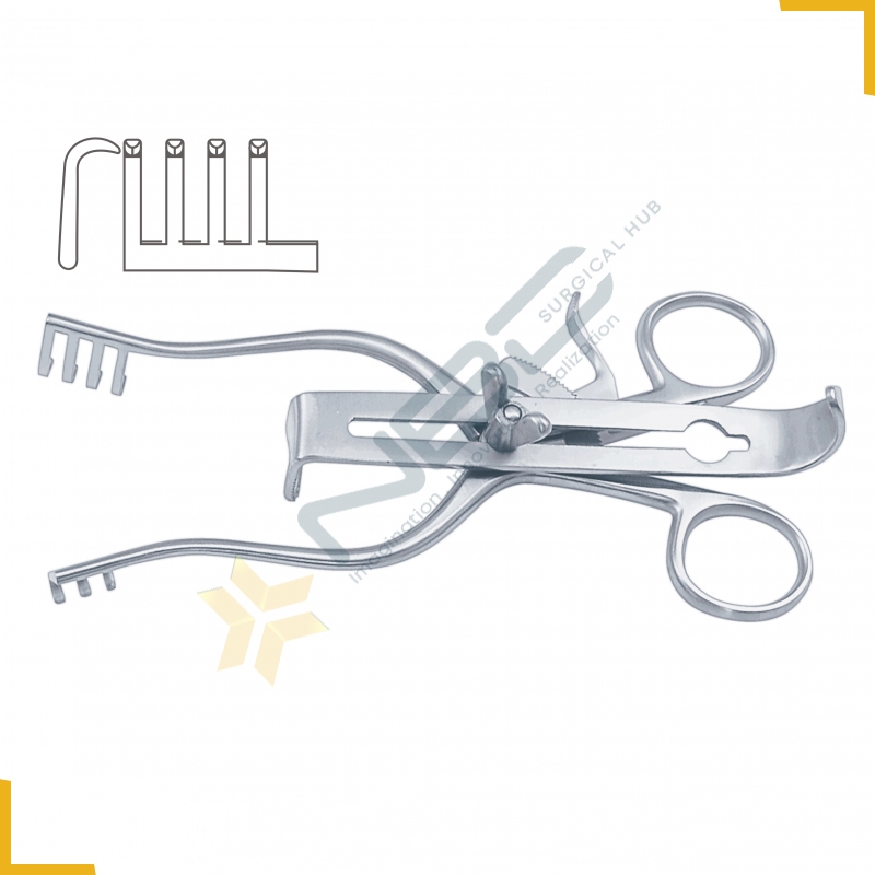 Henley Retractor Complete 3 x 4 Blunt Prongs - With 3 Central Blades Ref:- RT-840-19, RT-840-25 and 