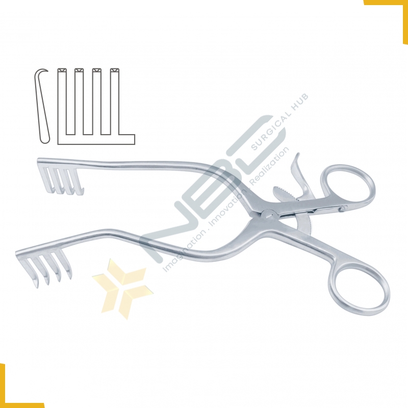 Anderson-Adson Self Retaining Retractor 4 x 4 Sharp Prongs